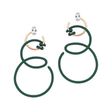 Load image into Gallery viewer, DOUBLE CURL VINE EARRINGS IN EMERALD GREEN