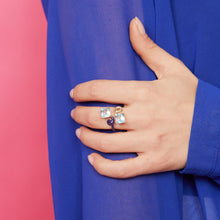 Load image into Gallery viewer, B SQUARE RING IN GOLD AND PURPLE