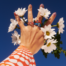 Load image into Gallery viewer, TOTALLY AWESOME SQUIGGLE RING IN TURQUOISE