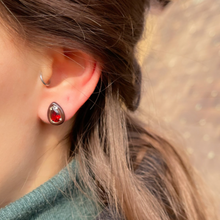 Load image into Gallery viewer, GUMDROP EARRING IN CHERRY CHOCOLATE WITH DROP CUT GARNET