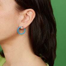 Load image into Gallery viewer, SMALL TENDRIL CIRCLE EARRINGS IN TURQUOISE