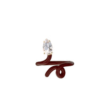 Load image into Gallery viewer, BABY VINE TENDRIL RING IN CHERRY CHOCOLATE WITH DROP CUT ROCK CRYSTAL
