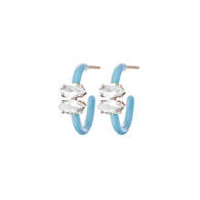 Load image into Gallery viewer, MARQUISE CUT VINE HOOPS IN BABY BLUE
