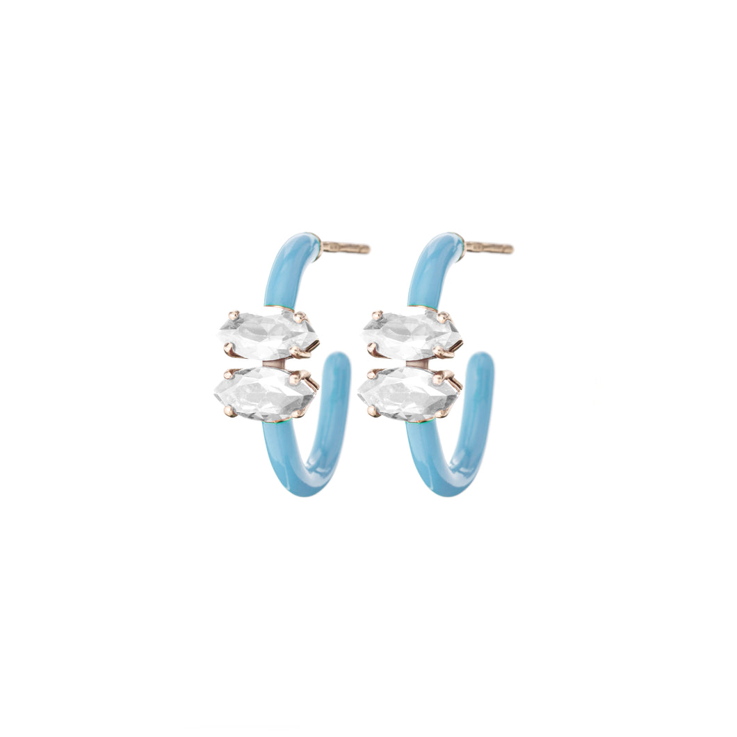 MARQUISE CUT VINE HOOPS IN BABY BLUE