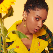 Load image into Gallery viewer, 2 TONE LARGE FLOWER POWER EARRINGS IN LIME AND GREEN
