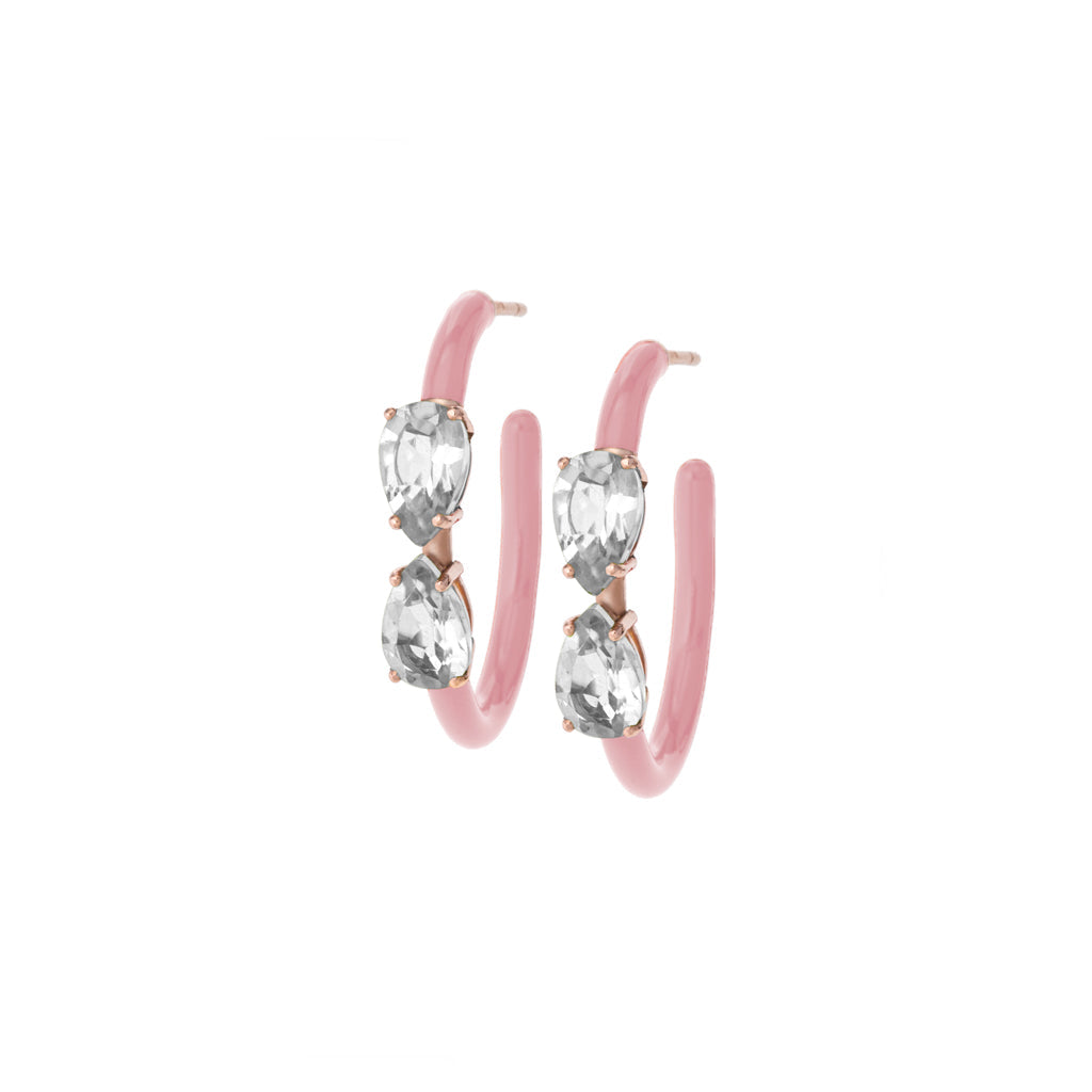 DROP CUT VINE HOOPS IN LIGHT PINK