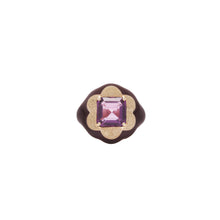 Load image into Gallery viewer, FLORAL DISCO SIGNET RING IN CHERRY CHOCOLATE DIAMANTATO
