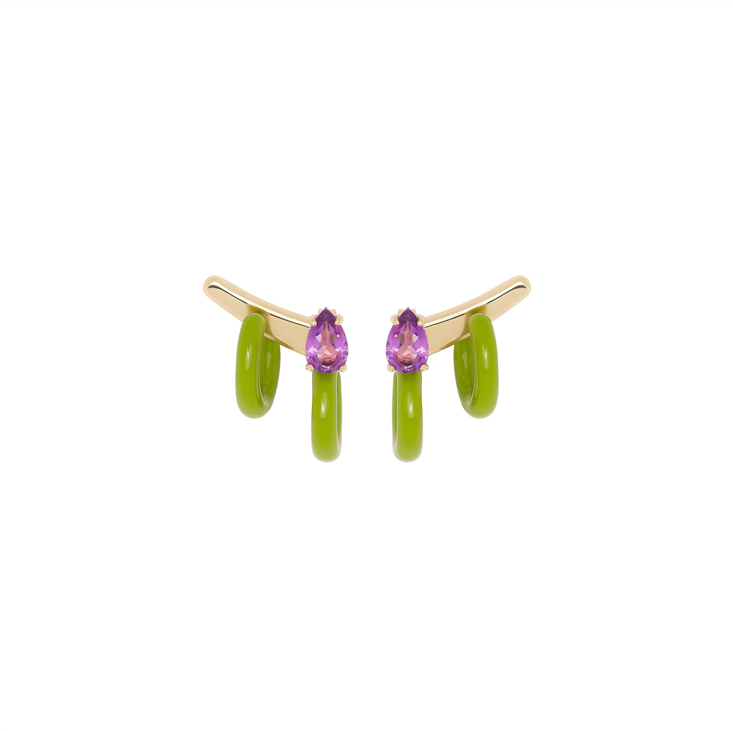 DOUBLE LOOP EARRINGS IN PISTACCHIO