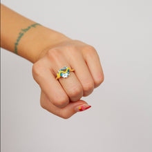 Load image into Gallery viewer, USAGI RING IN SUNFLOWER WITH AQUAMARINE
