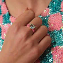 Load image into Gallery viewer, PENNY RING IN CANDY ROSE ENAMEL WITH AQUAMARINE
