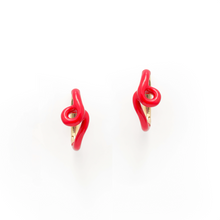 Load image into Gallery viewer, MINI LOOP HUGGIES EARRINGS ~ IN RED
