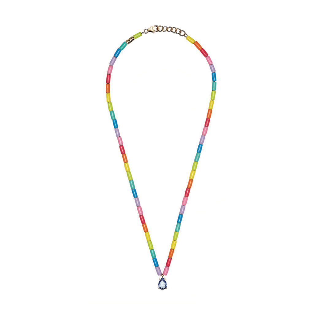 TUBINI NECKLACE WITH DROP CUT BLUE SAPPHIRE