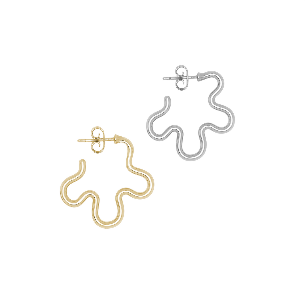 TWO TONE FLOWER EARRINGS IN GOLD