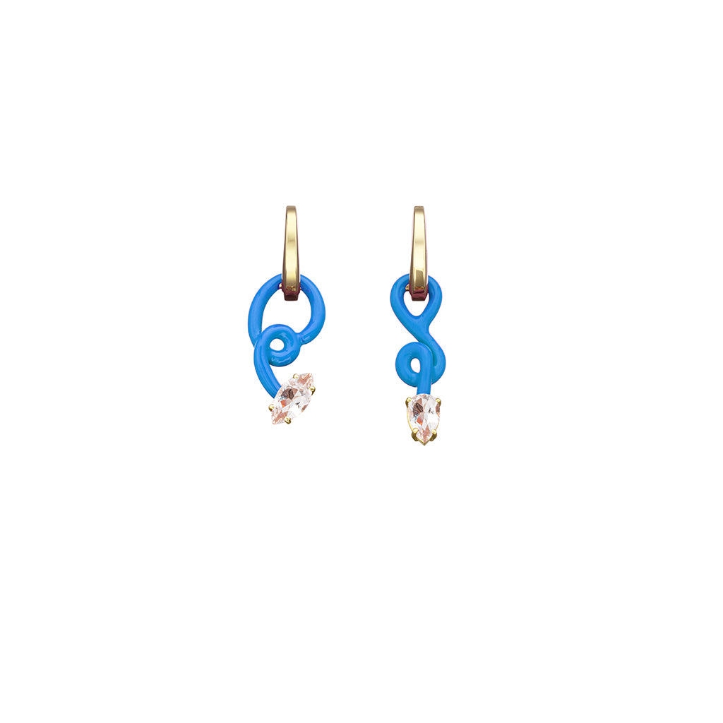 ASYMMETRICAL BABY VINE HOOPS IN TURQUOISE