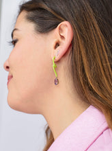 Load image into Gallery viewer, OVAL VINE PENDANT EARRINGS ~ IN LIME GREEN
