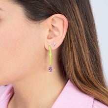 Load image into Gallery viewer, OVAL VINE PENDANT EARRINGS ~ IN LIME GREEN

