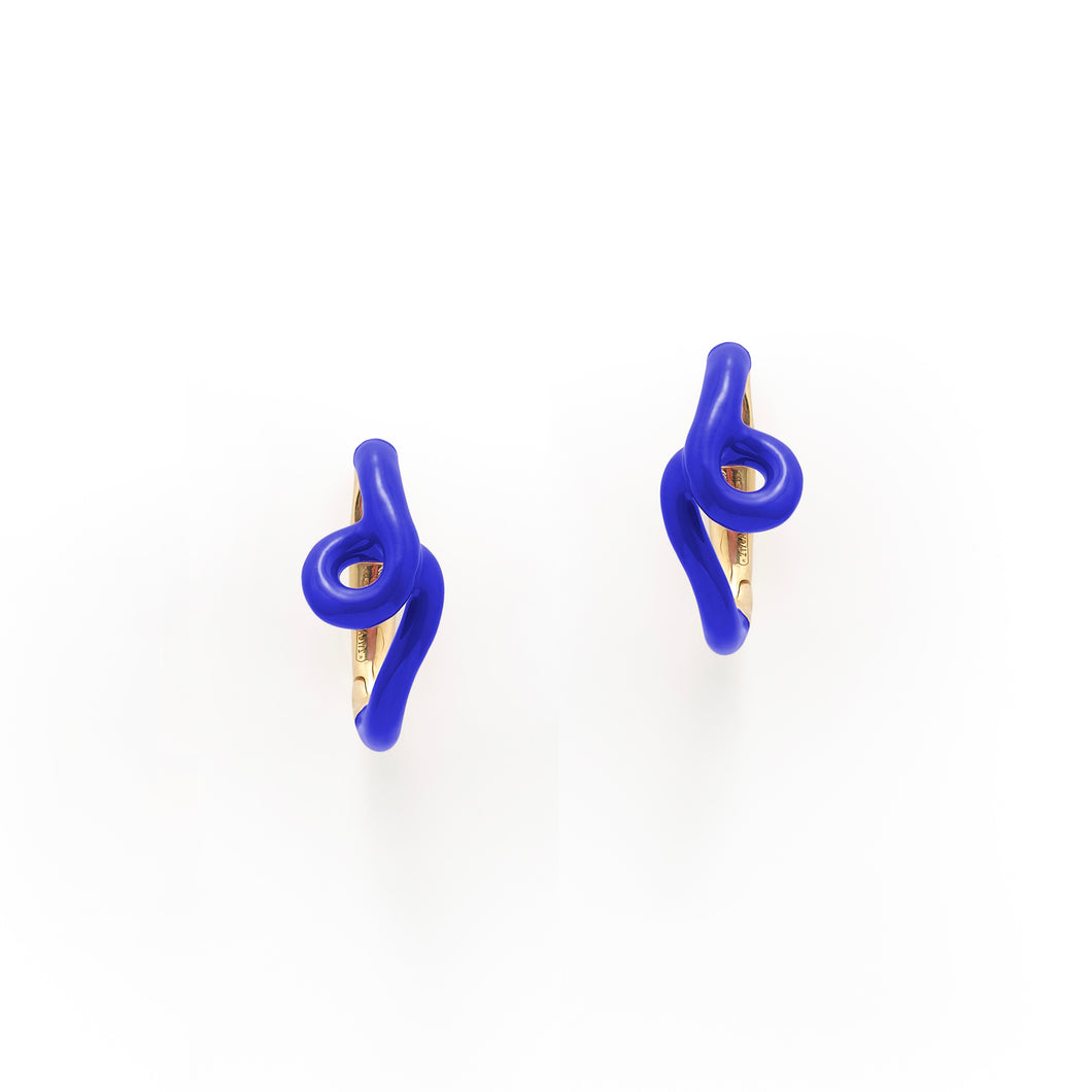 MINI LOOP HUGGIES EARRINGS ~ IN BLUE