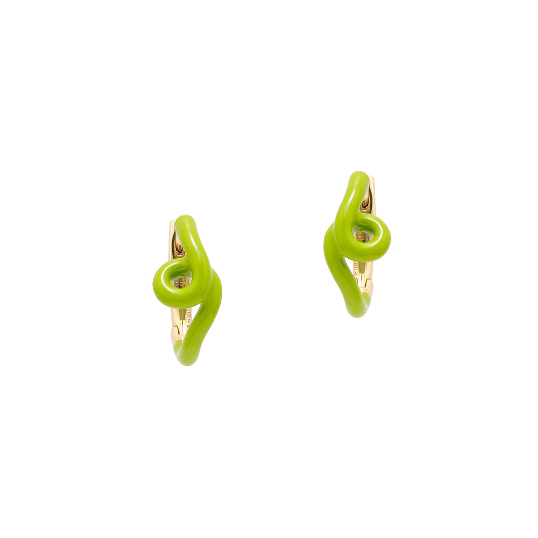 MINI LOOP HUGGIES EARRINGS IN PISTACCHIO