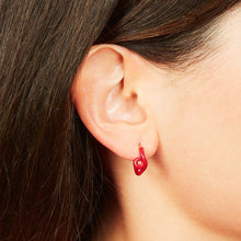 Load image into Gallery viewer, MINI LOOP HUGGIES EARRINGS ~ IN RED
