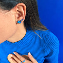 Load image into Gallery viewer, SHORT WAVE EARRINGS ~ IN TURQUOISE
