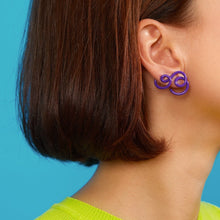 Load image into Gallery viewer, LONG WAVE EARRINGS IN PURPLE
