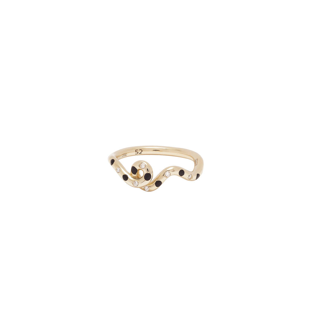 MINI LOOP RING IN BLACK WITH DIAMONDS