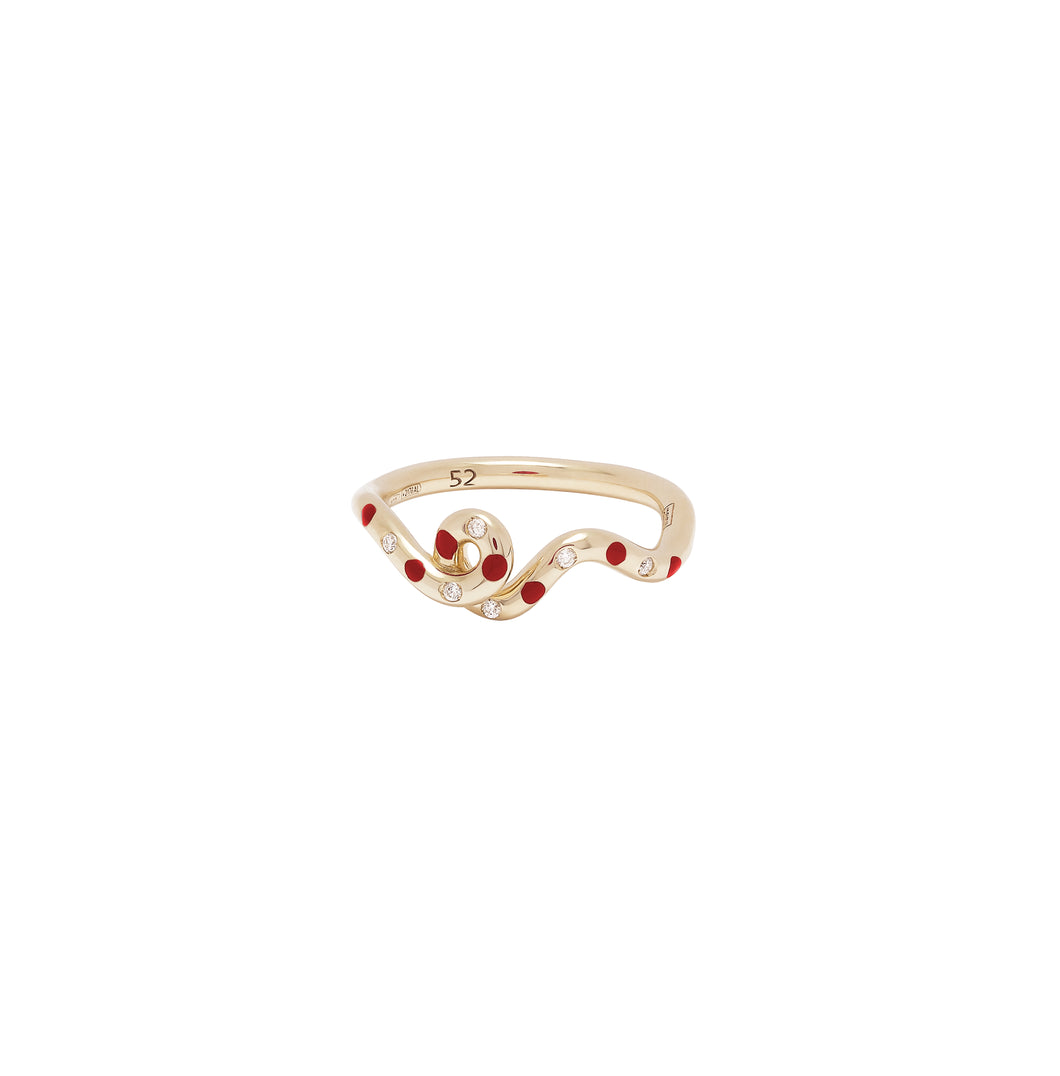 MINI LOOP RING IN RED WITH DIAMONDS