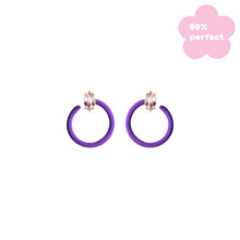 Load image into Gallery viewer, SMALL TENDRIL CIRCLE EARRINGS IN PURPLE
