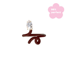 Load image into Gallery viewer, BABY VINE TENDRIL RING IN CHERRY CHOCOLATE WITH DROP CUT ROCK CRYSTAL - 99% PERFECT

