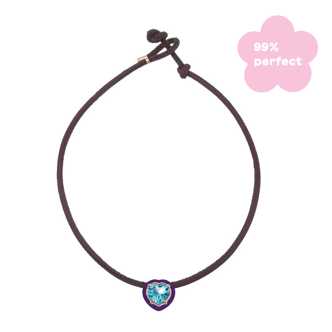 POP CHOKER WITH HEART IN CANDY SETTING IN DEEP PURPLE - 99% PERFECT