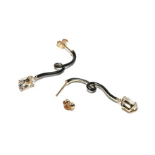 Load image into Gallery viewer, OVAL VINE PENDANT EARRINGS ~ IN BLACK
