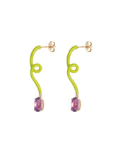 Load image into Gallery viewer, OVAL VINE PENDANT EARRINGS ~ IN LIME GREEN
