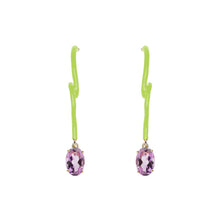 Load image into Gallery viewer, OVAL VINE PENDANT EARRINGS ~ IN LIME GREEN
