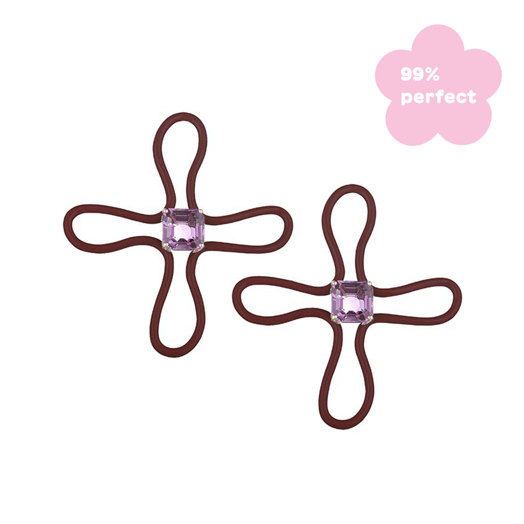 LUCKY FLOWER EARRINGS IN CHERRY CHOCOLATE - 99% PERFECT