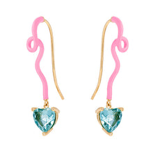 Load image into Gallery viewer, GWEN EARRINGS IN CANDY ROSE WITH AQUAMARINE
