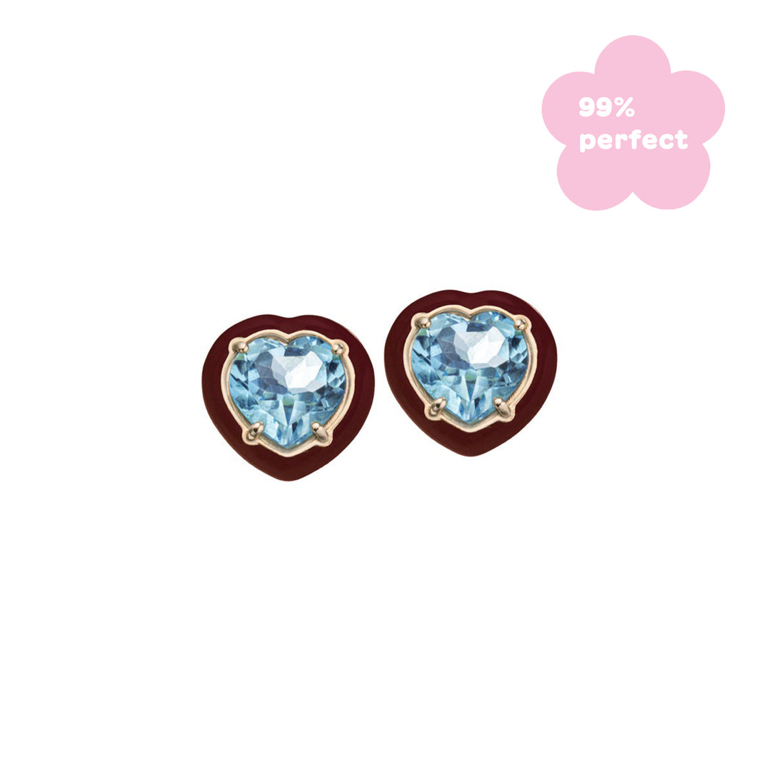 CANDY HEART EARRINGS IN CHERRY CHOCOLATE - 99% PERFECT
