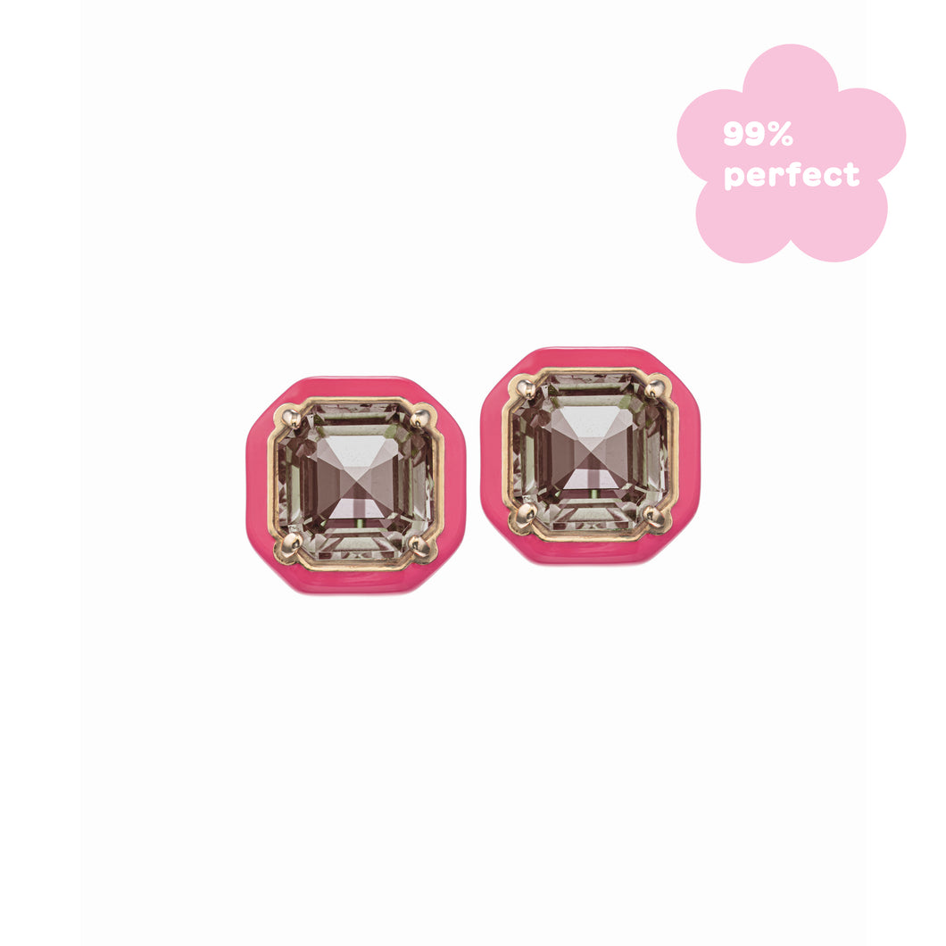 CANDY OCTAGON EARRINGS IN HOT PINK- 99% PERFECT