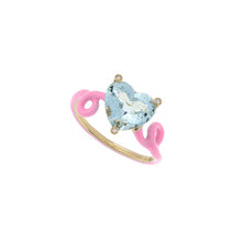 Load image into Gallery viewer, PENNY RING IN CANDY ROSE ENAMEL WITH AQUAMARINE
