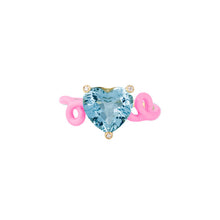 Load image into Gallery viewer, PENNY RING IN CANDY ROSE ENAMEL WITH AQUAMARINE
