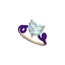 Load image into Gallery viewer, PENNY RING IN DEEP PURPLE WITH AQUAMARINE
