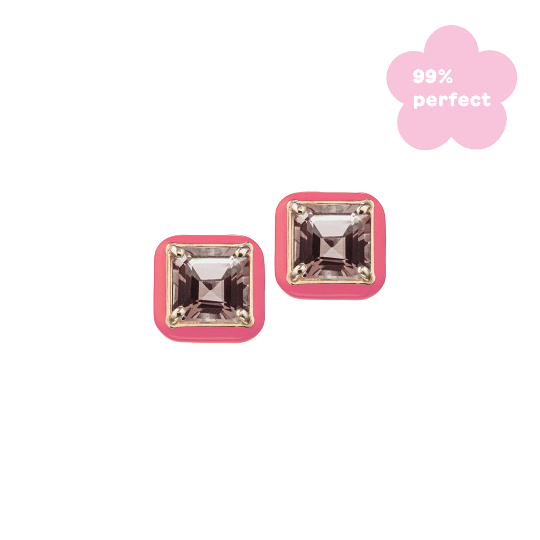 CANDY SQUARE EARRINGS IN HOT PINK - 99% PERFECT