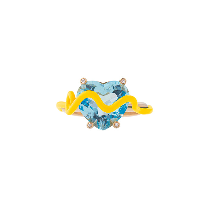 USAGI RING IN SUNFLOWER WITH AQUAMARINE