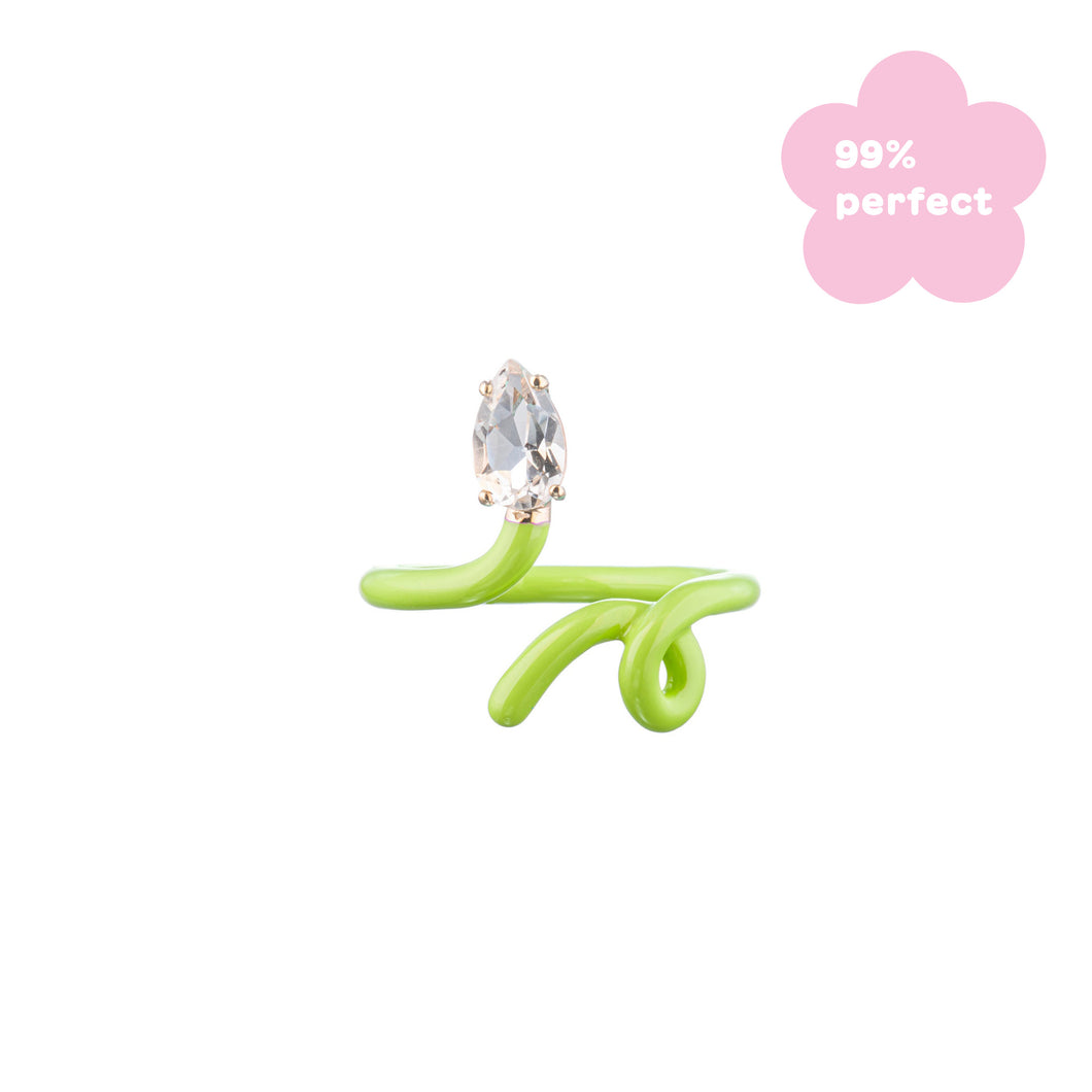 BABY VINE TENDRIL RING IN LIME GREEN - 99% PERFECT