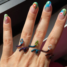 Load image into Gallery viewer, BABY VINE TENDRIL RING IN CHERRY CHOCOLATE WITH DROP CUT ROCK CRYSTAL - 99% PERFECT
