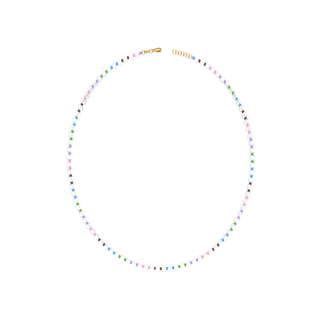 B MULTI BEADED LONG NECKLACE