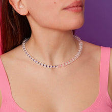 Load image into Gallery viewer, B BEADED NECKLACE IN PINK AND PURPLE
