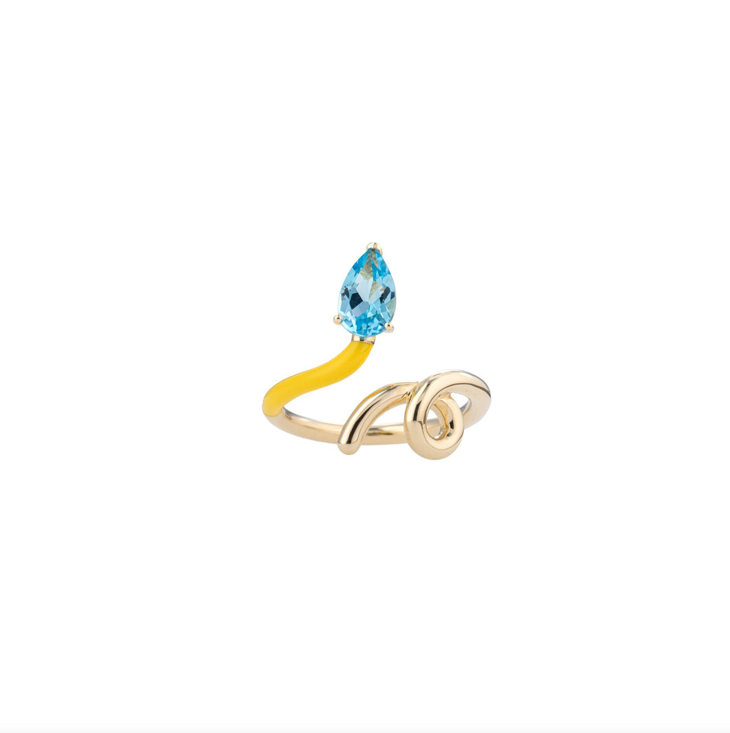 B HALF RING IN GOLD AND YELLOW