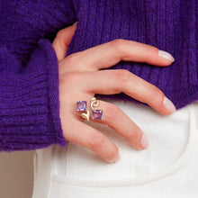 Load image into Gallery viewer, B SQUARE RING IN GOLD AND PANNA
