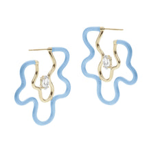 Load image into Gallery viewer, FLOWER POWER HOOPS IN BABY BLUE
