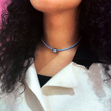 Load image into Gallery viewer, POP CHOKER WITH SQUARE IN CANDY SETTING IN DEEP PURPLE
